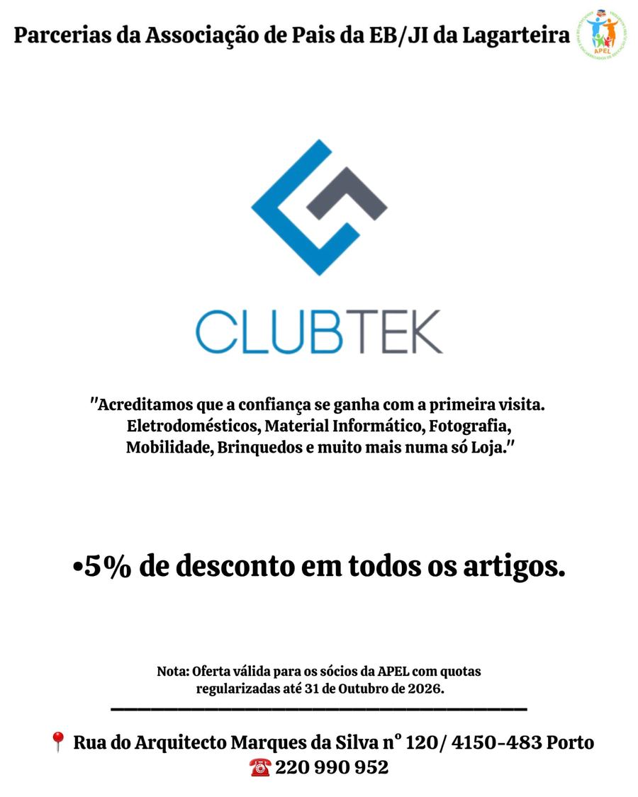 Cartaz da parceria Clubtek