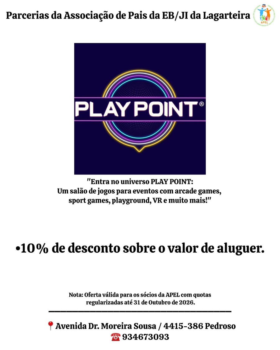 Cartaz da parceria Play Point